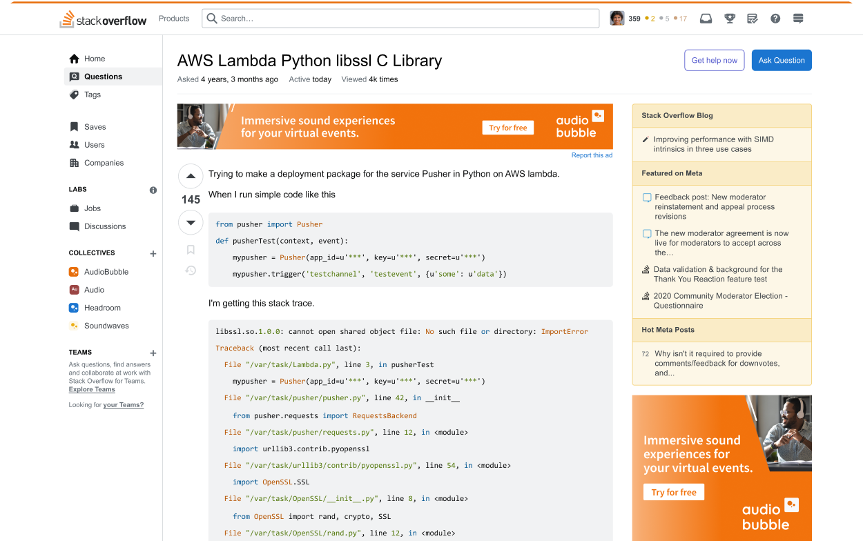 A Stack Overflow question page
